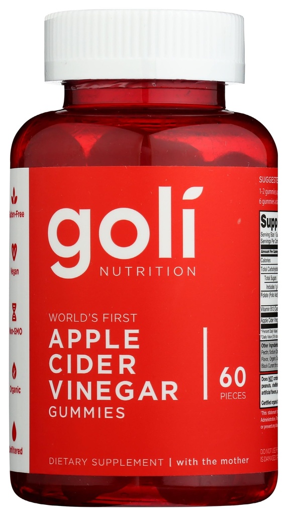 Goli Nutrition World 's First Apple Cider Vincious Gummies 60 Greve, 60 Greve