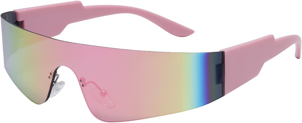 Crazy Feng Trendy Rimless Futuristic Wrap Around Solbriller Mænd, Cyberpunk Visor Solbriller Shades Fashion Eyeglasses