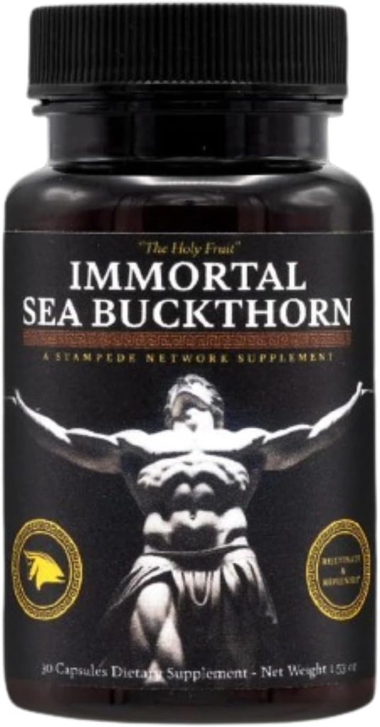 Immortal Sea Buckthorn Kapsler - Ancient Power, moderne Vitality for mænd og kvinder med Omega 3, 6, 7, 9, og antioxidanter til strålende hud, energi og immunforsvar.
