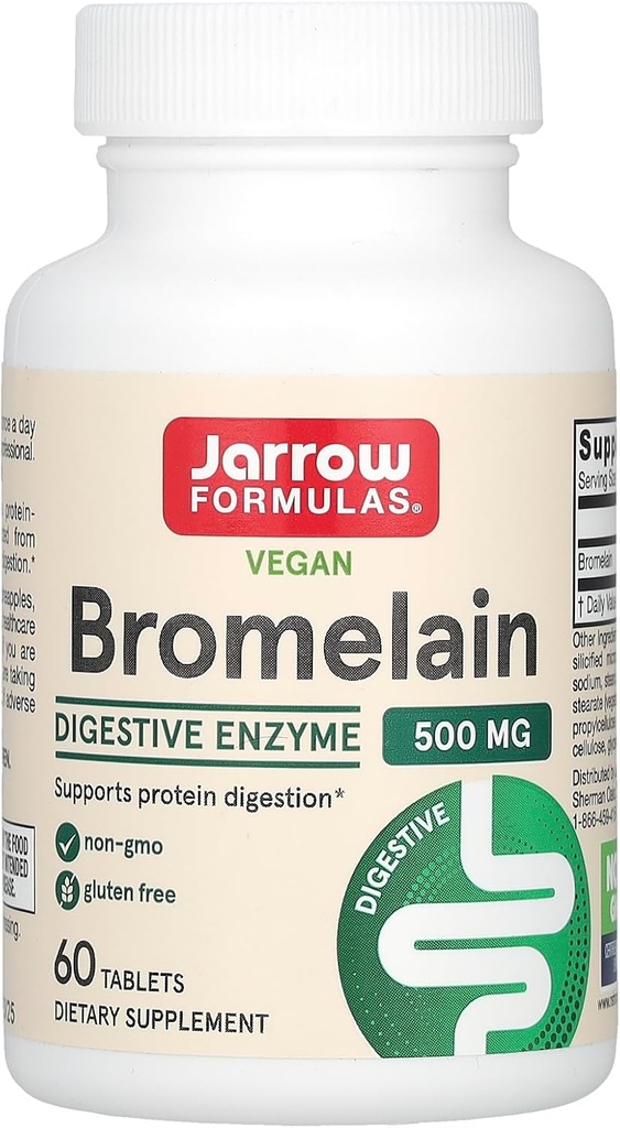 Jarrow Formulas ® bromelain Tablets, 500 mg Kosttilskud til proteinfordøjelse, 60 tabletter, 60 dages forsyning
