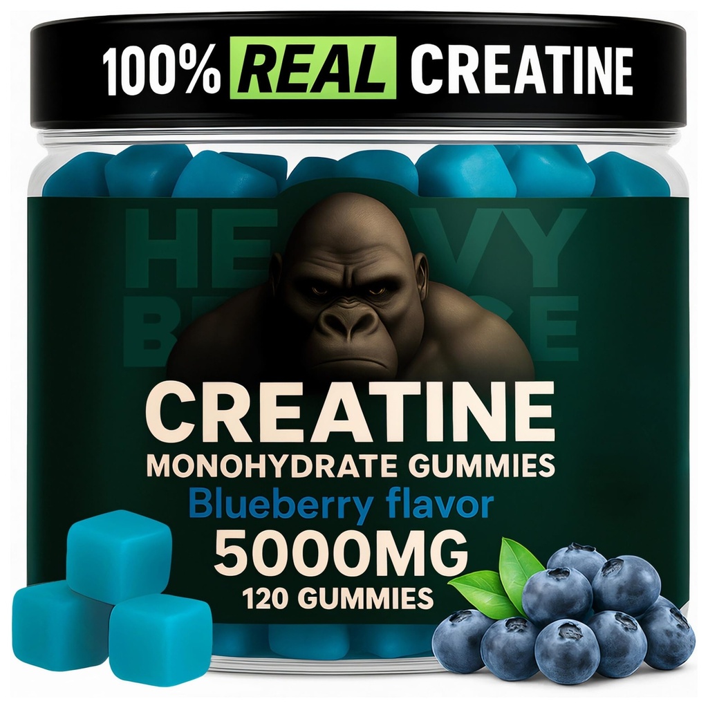 Creatin monohydrat Gummier til mænd og kvinder 5000mg - blåbær, 120 Tæl for 30 Servering Buddy 124; Lav kalorie Formel 124; Muskel Builder og energi Boost Buddy 124; Præ- workout supplement Chewable Creatin Gummies