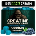 Creatin monohydrat Gummier til mænd og kvinder 5000mg - blåbær, 120 Tæl for 30 Servering Buddy 124; Lav kalorie Formel 124; Muskel Builder og energi Boost Buddy 124; Præ- workout supplement Chewable Creatin Gummies