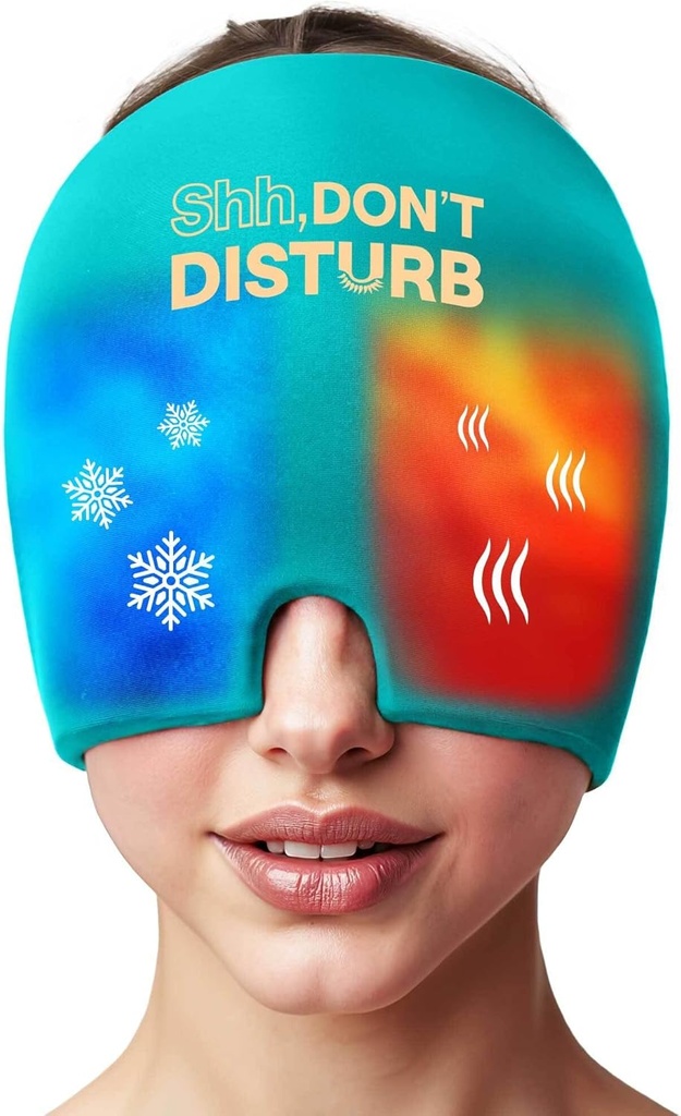 Migræne Relief Cold Cap - Genanvendelig Gel Ice Pack Head Wrap for Hovedpine, Puffy Eyes, Sinus Pressure, Handover - 360 ° Kompression Migræne Hat for Kvinder & Mænd - Køling Cap for Spænde & Stress Relief