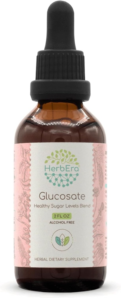 HerbEra Glucosat B60 Alkohol- Free Extract Tinktur, Bitter Melon Frugt, Kanel Bark, Mælkebøtte Root, Gymnema Leaf, Fenugreek Frø, Amla Frugt. Sunde sukkerniveauer Blend 2 Fl Oz