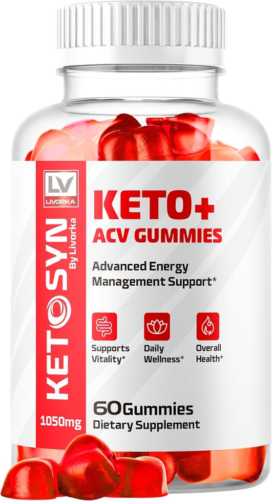 LIVORDA Ketosyn ACV Gummies, Keto Syn Gummies, Ketosyn Keto Plus ACV Gummies, Ketosyn Keto ACV Gummies, Keto Syn ACV Gummies 1050 MG, Keto ACV Gummies Ketosyn, 60 Gummies for 1 Måned