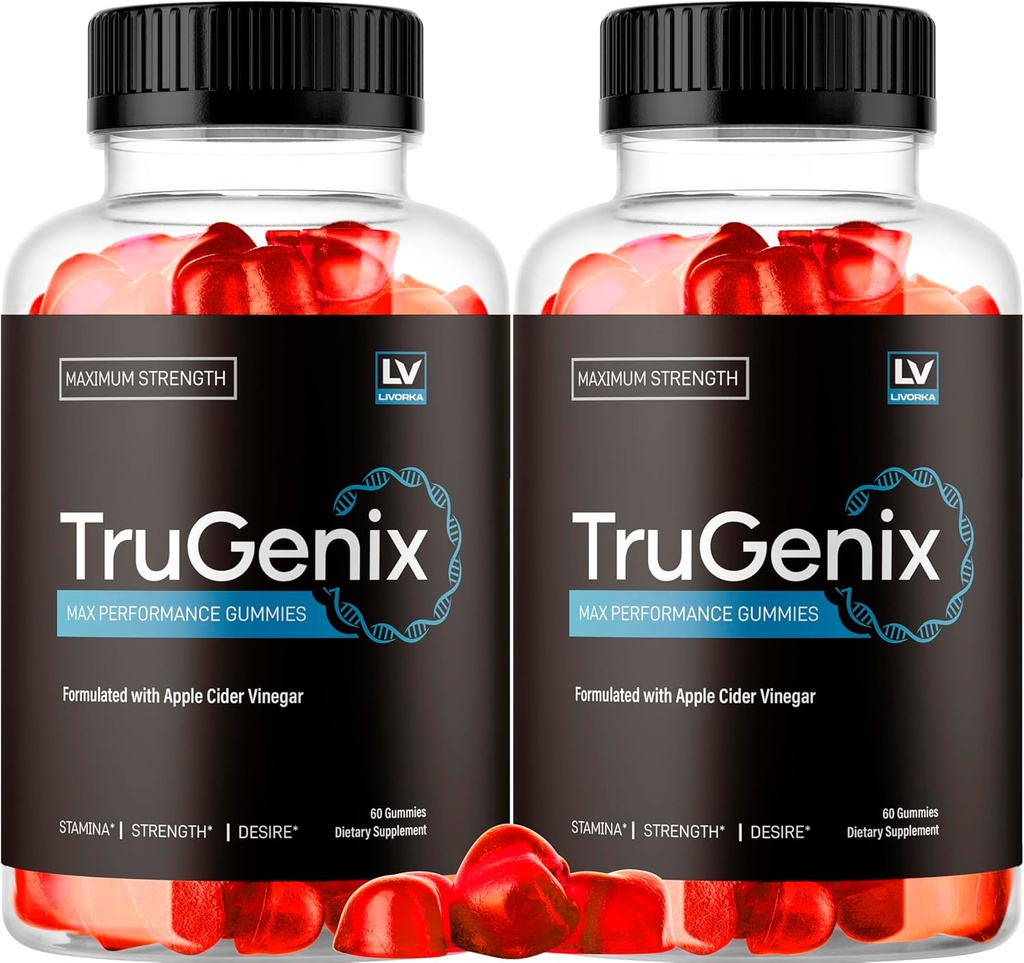 (2 Pack) TruGenix Gummies, TruGenix Gummies for Mænd, Official TruGenix Gummies Advanced Formel, TruGenix ACV Gummies, TruGenix Support Gummies, Premium Formel, 120 Gummies til 2 Måneder