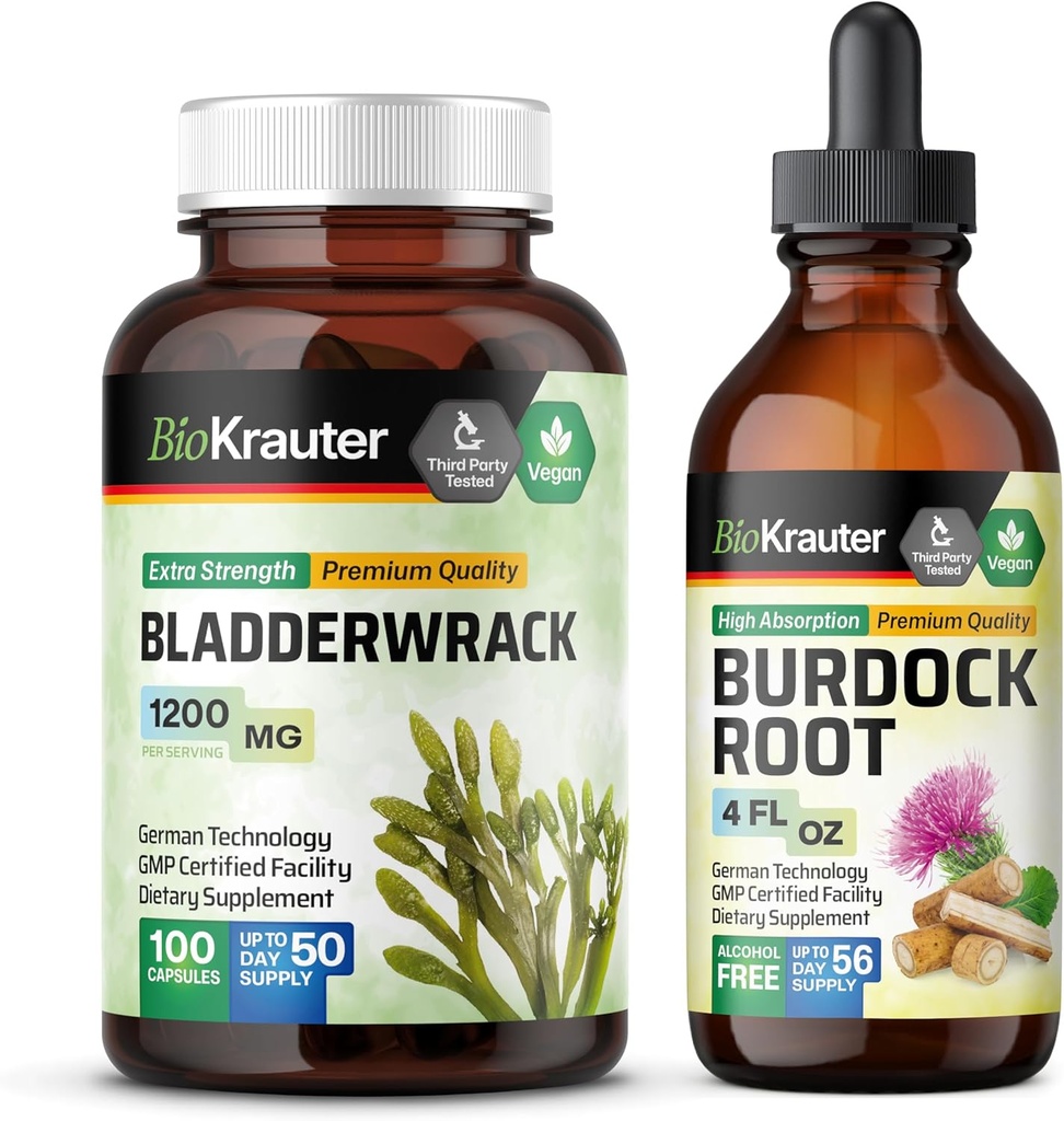BIO KRAUTER Bladderwrack 100 Kapsler & Burdock Root tinktur 4 Fl. Oz.