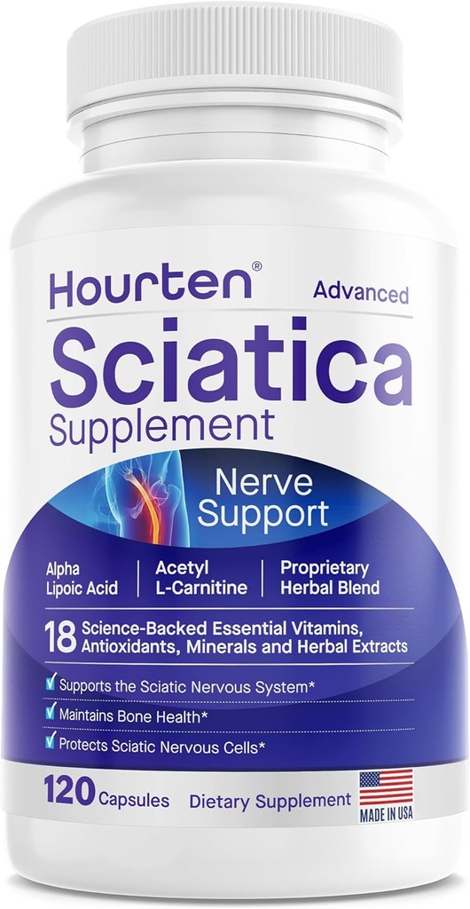 Avanceret Sciatic Nerve Support Relief: Alpha Lipoic Acid - 18 i 1 Sciatica Kosttilskud - Vitamin B Complex - Made in USA (120 Count (pakke med 1))