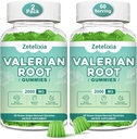 2 Pack Økologisk Valerian Root Gummies, Natural Calm at hjælpe med at slappe af, Urte supplement til Mood Support, Melatonin Free, Non- GMO, Gluten Free, Vegan, Green Grape Flavor, 120 Greve