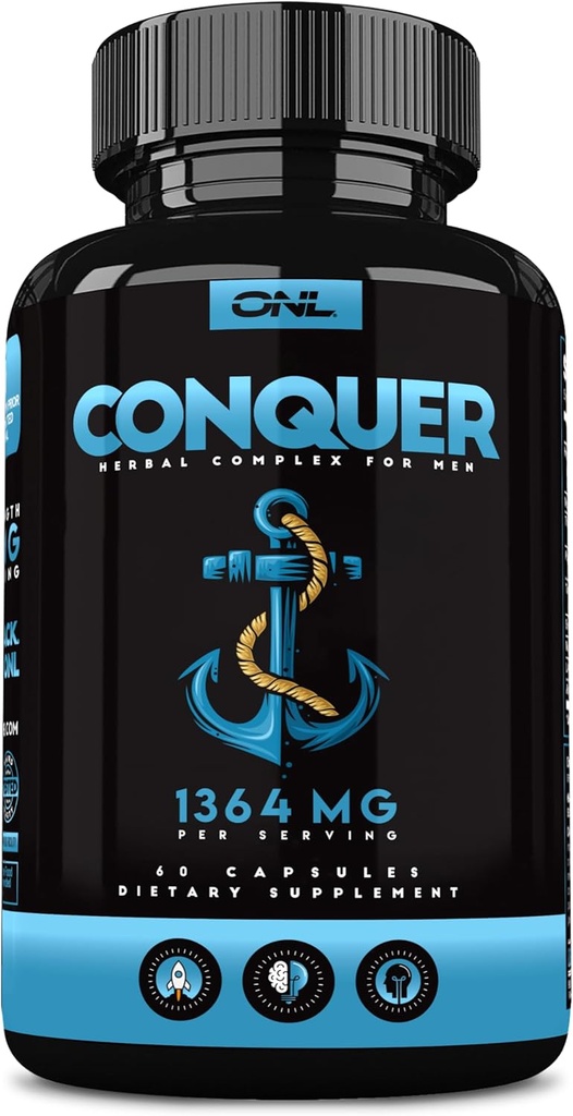 Conquer Herre Fertilitet Supplement - Testosteron Booster for mænd w / Maca Root, Horny Goat Weed & Tribulus Terrestris - Mand Fertilitet Supplement - Libido Booster for mænd - Male Enhancement piller -60Ct