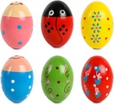 SallyFashion 6 PCS Wooden Shaker Æg til Toddlers, Egg Maracas Percussion Shakers Musikinstrumenter til Party Favors Goodie Bag Stuffers Classroom Præmier