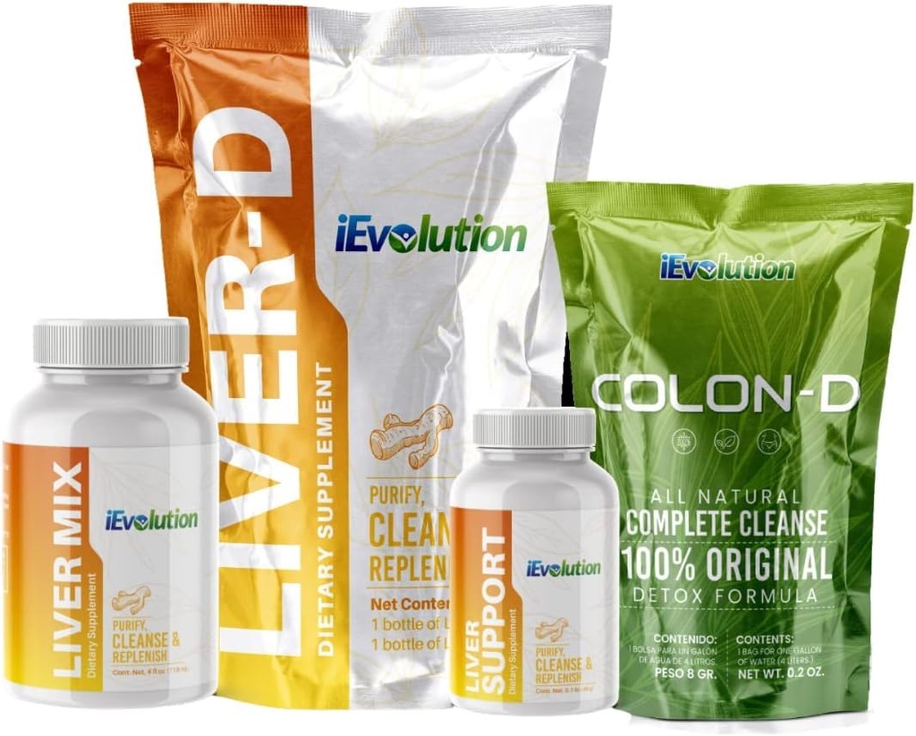 7D-Challenge Detox Kit, 3-element sæt - Liver- D & Colon- D, naturlige ingredienser til komplet lever og kolon rengøring & reparation