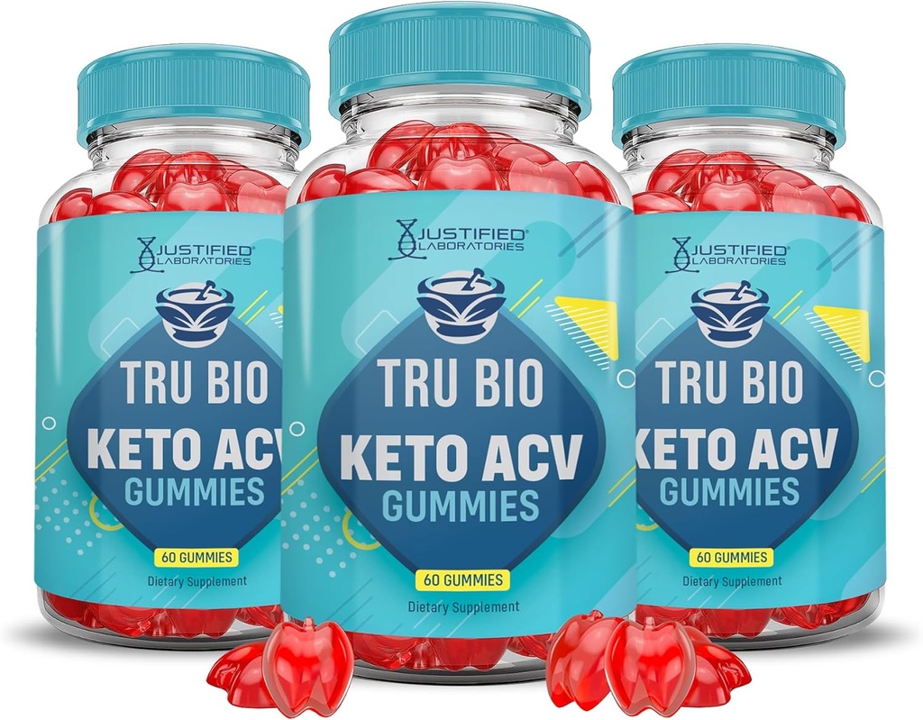 (3 Pack) Tru Bio Keto ACV Gummies Advanced Formel 1000MG TruiBIo Keto Gummies Apple Cider Vinagar Formuleret med Pomegranate Beet Juice Powder B12 Vegan Non GMO 180 Gummys