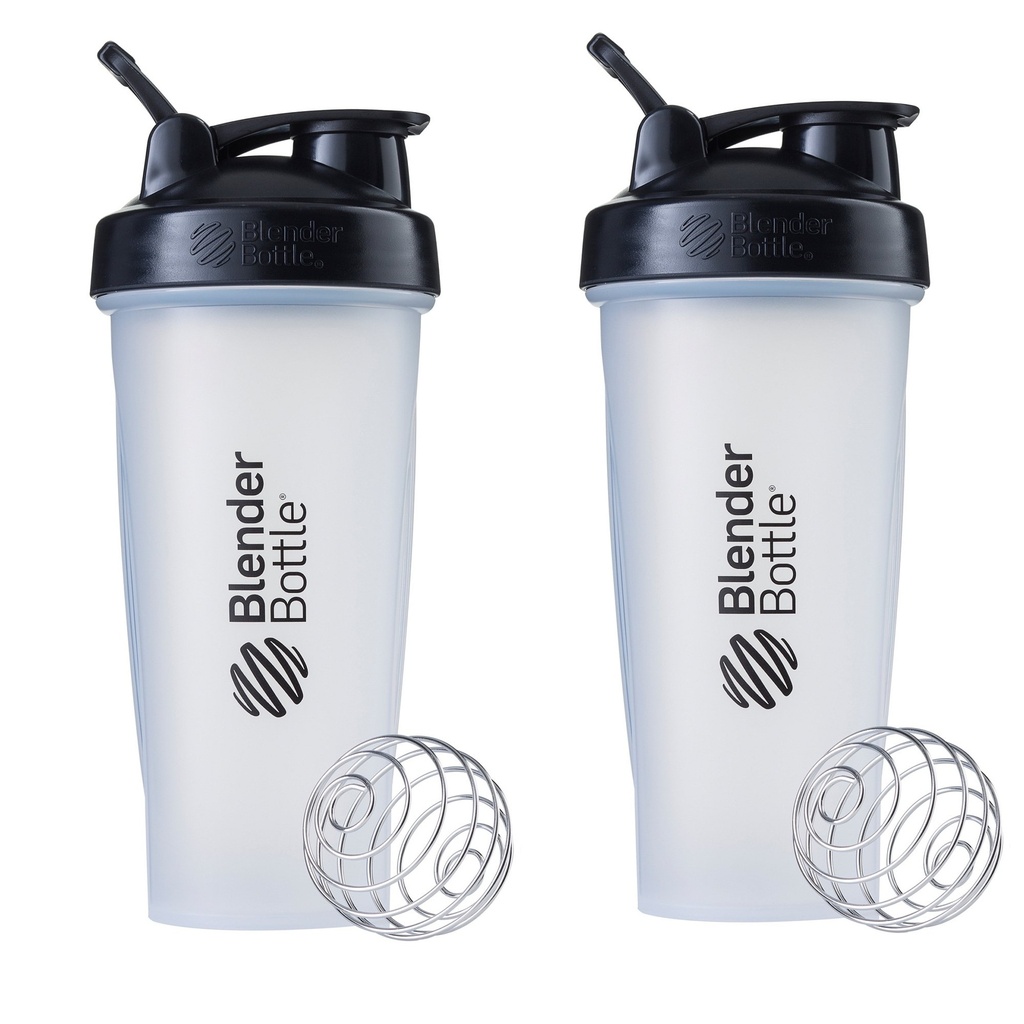 BlenderBottle Classic Shaker Flaske Perfekt til Protein Shakes og Pre Workout, 28oz, Clear / Black (pakke af 2)