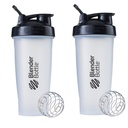 BlenderBottle Classic Shaker Flaske Perfekt til Protein Shakes og Pre Workout, 28oz, Clear / Black (pakke af 2)