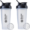 BlenderBottle Classic Shaker Flaske Perfekt til Protein Shakes og Pre Workout, 28oz, Clear / Black (pakke af 2)