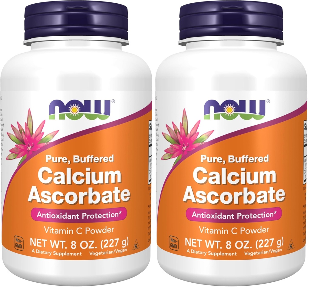 Now Supplements, Calcium Ascorbat Powder, Buffered, Antioxidant Protection *, 8 -Ounce (pakke med 2)