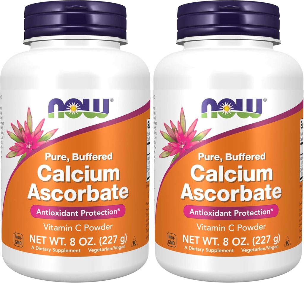 Now Supplements, Calcium Ascorbat Powder, Buffered, Antioxidant Protection *, 8 -Ounce (pakke med 2)