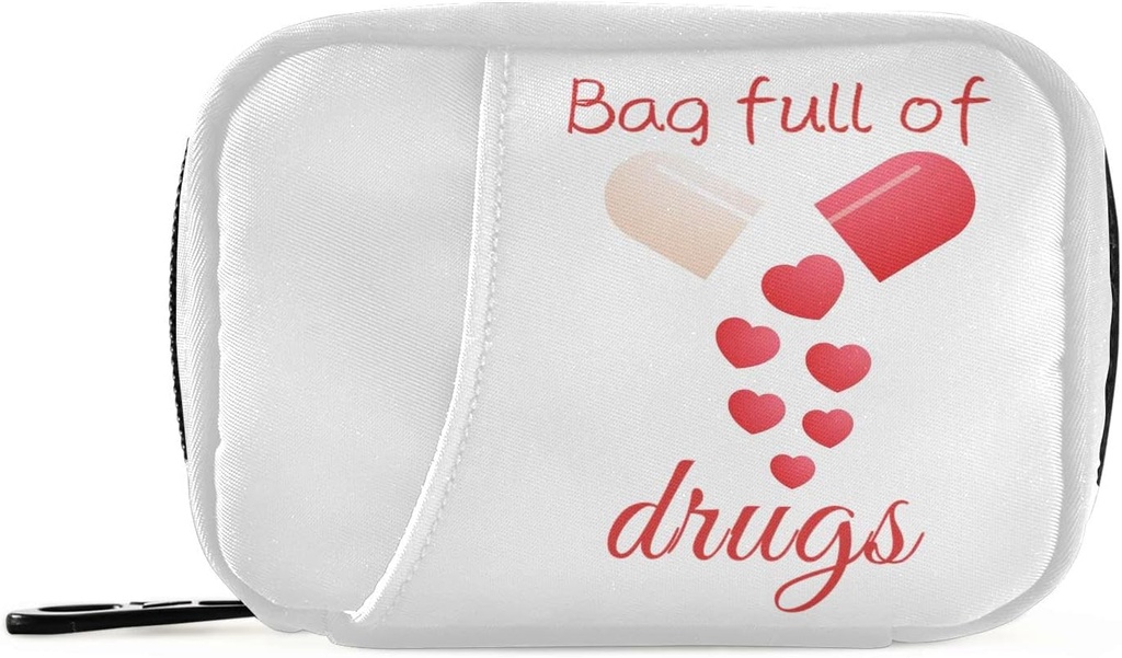 Pill Organizer Pill med hjerter Pill Box 7 dag Pill Case Rejsepose Pill Organizer taske med lynlås Portable ugentlige sag Kompakt størrelse for vitamin supplement Holder
