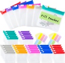 Pill Pouch tasker Genanvendelige rejse Pill Pouches med etiketter sæt 35 Pcs Pill Baggies Daily Medicine Pill Organizer lille medicin pose Self Seal Plastic Pill Pakker med Slide Lock (7 farver)