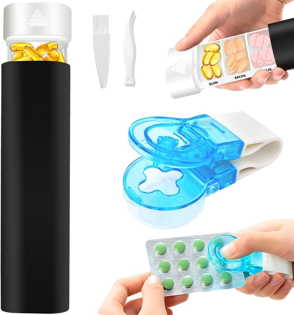 Ugentlig 7 Day Pill Organizer, Light Protected Sealed Fugt resistent Pill Taker, DKYEUD Travel Daily Pill Box, Cute Pill Case for Vitamin, Medicines, Supplements, Fish Oil, Sort og hvid