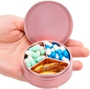 Metal Travel Pill Box 3 Segment - Lille vandtæt Pill Container Portable Daily Pill Case Pink Pocket Purse Medicine Organizer Holder for Medicin Vitaminer Fiskeolier