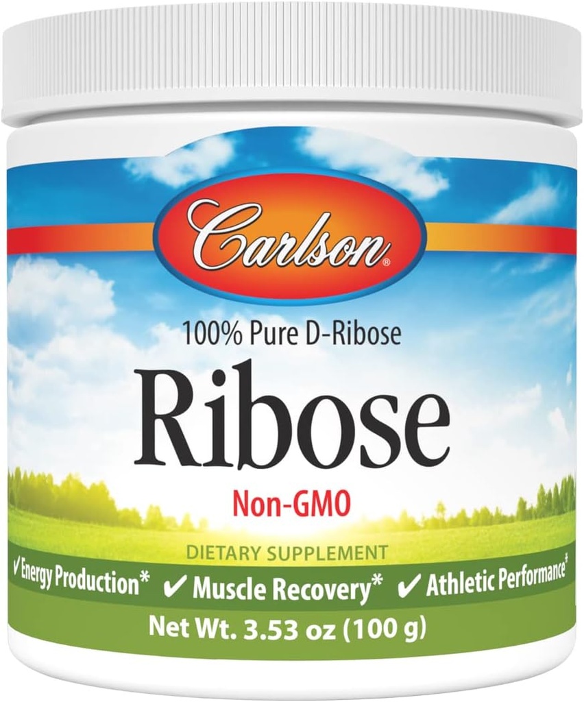 Carlson - Ribose, 100% Pure D- Ribose, non-GMO, energiproduktion, Muscle Recovery & Atletic Performance, 3,53 oz (100 g)