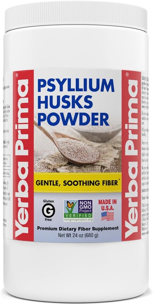 Yerba Prima Psyllium Husk Powder - 24 oz - Fine Ground, Unflavored, Sugar Free - Natural Fiber Supplement - Også til bagning - Indeholder både opløselige og uopløselige bulk for regularitet støtte