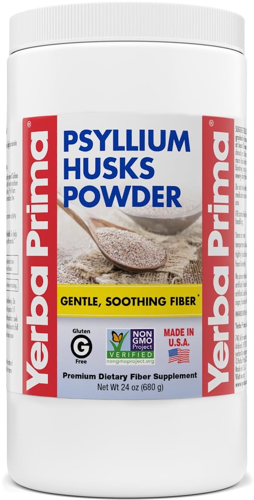 Yerba Prima Psyllium Husk Powder - 24 oz - Fine Ground, Unflavored, Sugar Free - Natural Fiber Supplement - Også til bagning - Indeholder både opløselige og uopløselige bulk for regularitet støtte