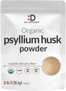 DEAL TILLÆG Organic Psyllium Husk Powder, 3lbs (48oz) - Unflavored Plant Based Opløselig Diabean Fiber - Gut & fordøjelsessundhed - Great for bagning & madlavning - Keto Friendly, Gluten Free, Non- GMO