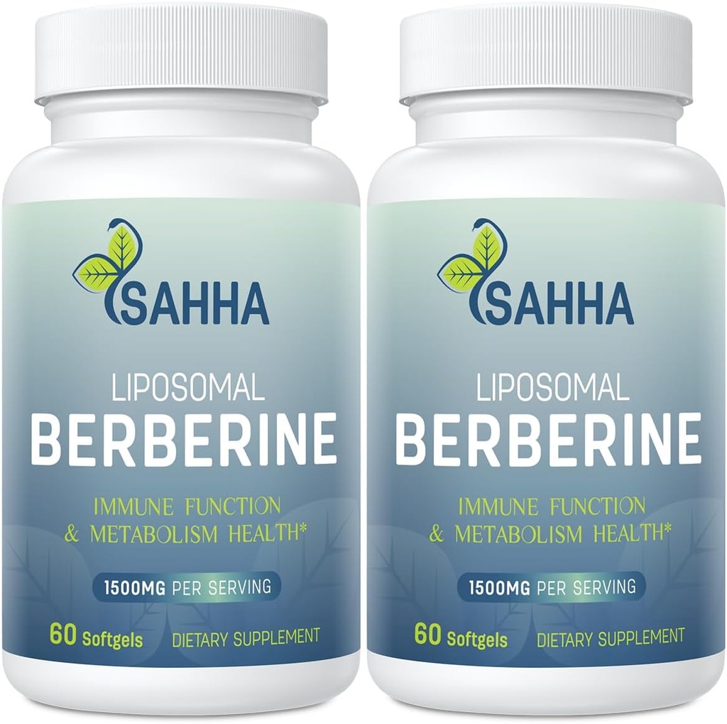 Sahha Liposomal Berberine HCL 1500mg - Understøtter AMPK & GLP-1 Aktivering, Høj biotilgængelighed for mænd og kvinder Samlet sundhedstillæg