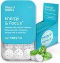NeuroGum Energy Koffein Mints (144 stykker) - Sukker fri med L- theanin + Natural Koffein + vitamin B12 & B6 - Nootrop Energy & Focus Supplement for kvinder & mænd - Keto & Vegan, pebermynte Flavor