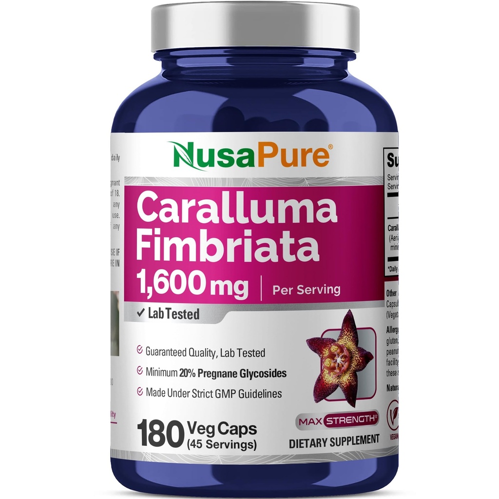 NusaPure Caralluma Fimbriata 1600mg - 180 Veggie kapsler (ikke- GMO, Vegan)