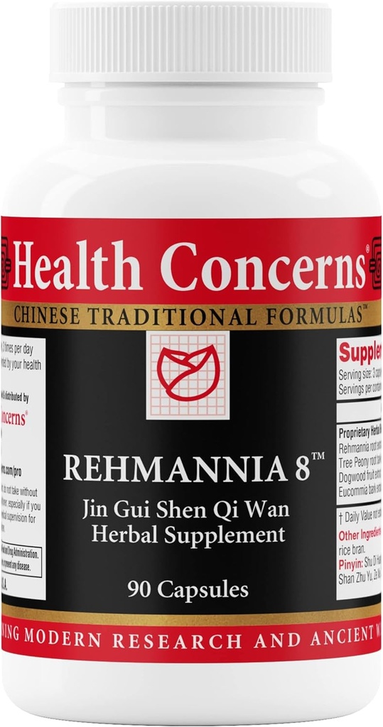 Sundhed Bekymringer Rehmannia 8 - Nyre rense Detox & reparation supplement - Tilbage Discomfort & Urinary Tract sundhed for kvinder & mænd - Traditionel kinesisk herbal Formel for baggaverne - 90 Kapsler