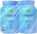 KollagenC Hydrolysat - kollagen kapsler 4 pakning med Biotin & C-vitamin - 60 kapsler pr. flaske til hud, hår, negle, immunforsvar og fælles støtte - 4 pakker