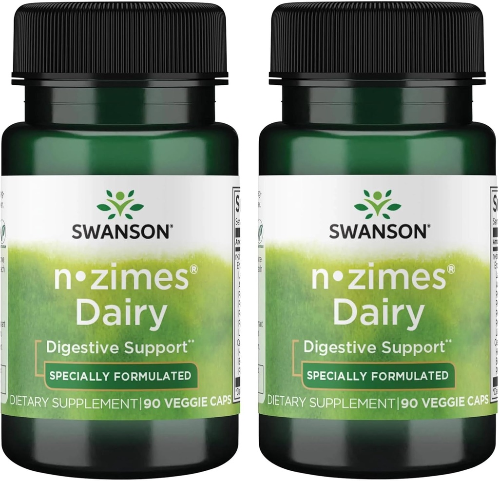 Swanson n- zimes Dairy 90 Veg Capsules Enzyme (2 Pack)