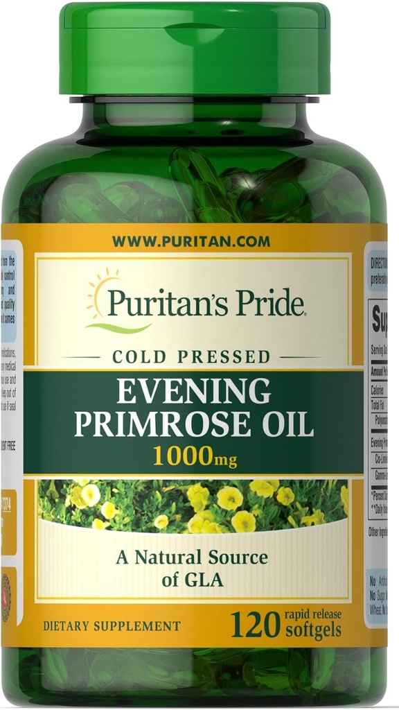 Puritans Pride Aften Primrose Oil 1000 Mg med Gla, 120 Greve