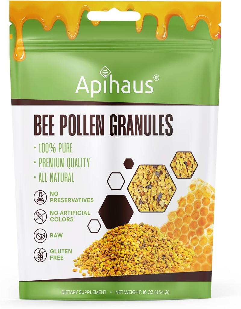 Bee Pollen Granules 1 lb. - 100% Ren - Fresh Raw Bee Pollen - Superfood pakket - Premium Quality Bee Pollen, Gluten Free