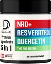 NAD Supplement 500mg - Pure NAD Supplement - Kombineret til Fiskein, TMG, Resveratrol og Quercetin - Energi og DNA reparation, Aging Defense, Brain Function - 60 kapsler