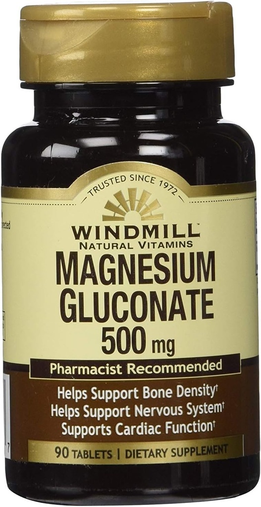 Magnesium Gluconat 500 mg 90 tabletter per flaske (3 flasker).