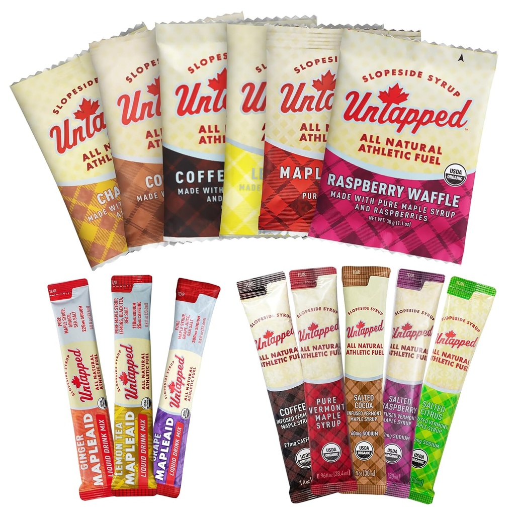 UnTapped Stroopwafels & Hydration Mixes against Pack for Sustained Energy & Recovery