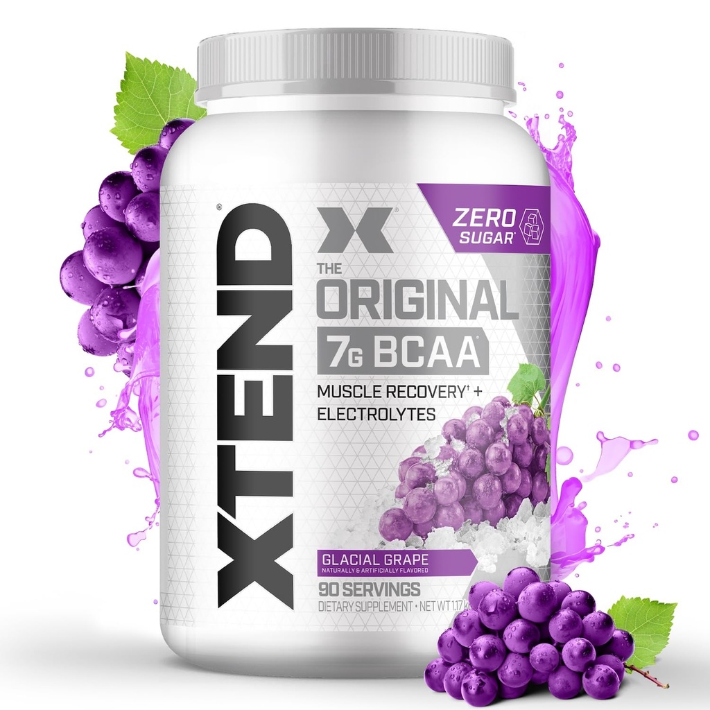 Xtend Original BCAA Powder 7g BCAA og 2,5 g L- Glutamin, Sukker Free Post Workout Muscle Recovery Drik med Aminosyrer til mænd og kvinder, 90 Servering