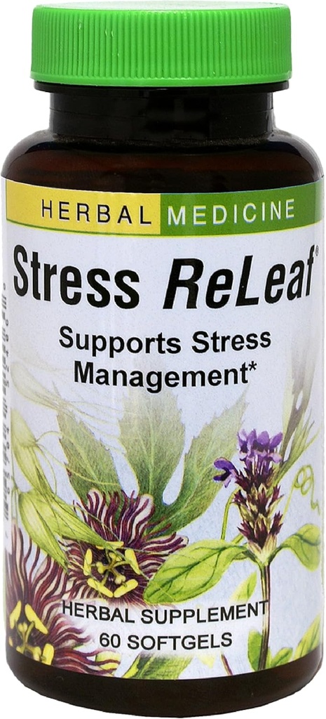Urter Etc. Stress ReLeaf - Urtetillæg til støtte afslapning - Stress Support Supplementment - Gluten- Free - 60 Softgels (60 Servere)