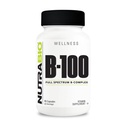 NutraBio B- 100, B Vitamin Complex, immunsystem support, sundt hår, hud, negle, 90 vegetabilske kapsler