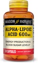 MASON NATURAL Alpha lipoinsyre 600 mg per servering, Gluten Free ALA supplement, 30 kapsler