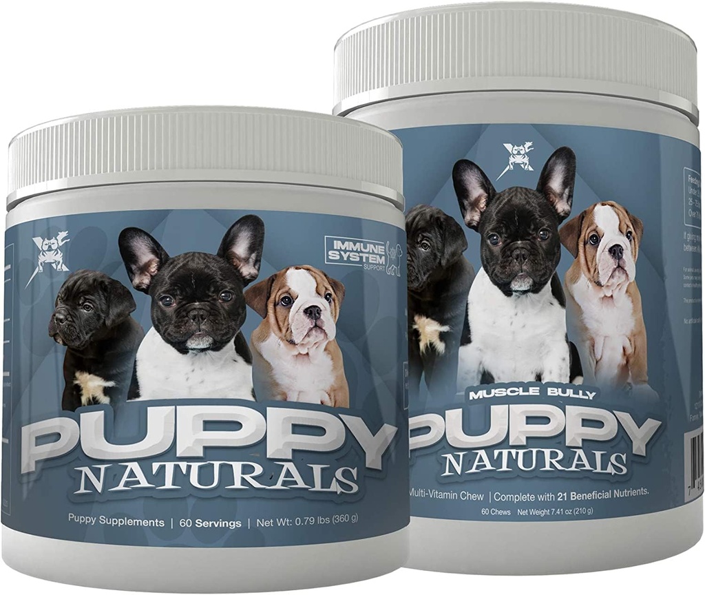 Puppy Natural Medical Building Immunity Milk Erstatning + 10 i 1 Puppy MultiVitamin Nutrient Chew Ernæringsmæssig støtte til voksende hvalpe (60 Servere).