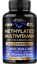 Methylerede Multivitamin - B2, B6, 5-MTHF & B12; Antioxidanter C & E; 124; D3- vitamin & K2 - til mænd og kvinder - 9-1- MTHFR Supplement med TMG - Energi, Brain & Mood - Vegan - Made in USA - 120 Kapsler