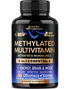 Methylerede Multivitamin - B2, B6, 5-MTHF & B12; Antioxidanter C & E; 124; D3- vitamin & K2 - til mænd og kvinder - 9-1- MTHFR Supplement med TMG - Energi, Brain & Mood - Vegan - Made in USA - 120 Kapsler