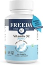 FREEDA vitamin D2 2000 IE - Vegansk D-vitamin til benstyrke og immunforsvar - Vegansk Ergocalciferol D2 supplement - 100 små tabletter