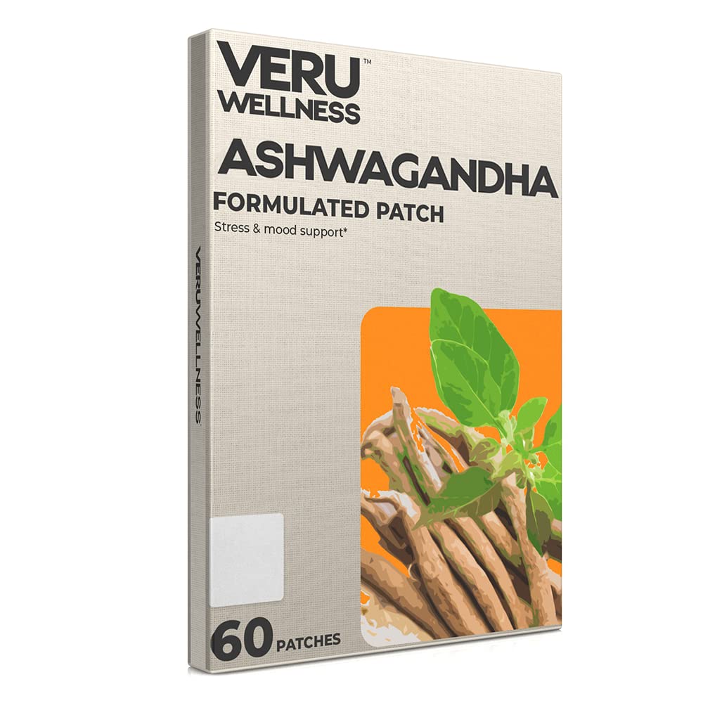 Veru Wellness Ashwagandha Patch - Stress Relief, Natural Mood Support, Stress, Energy, og Focus Support Patch (60 Greve)